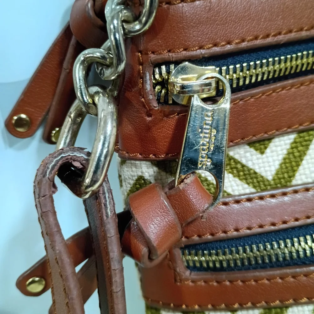 Spartina elegant Geometric Crossbody Bag in Brown and Tan